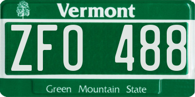 VT license plate ZFO488