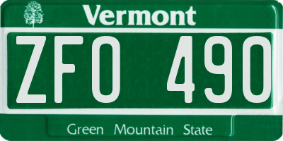 VT license plate ZFO490