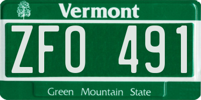 VT license plate ZFO491