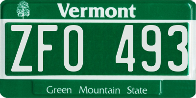 VT license plate ZFO493