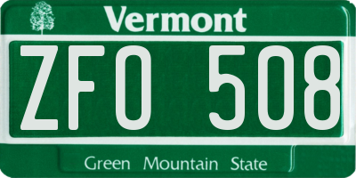 VT license plate ZFO508