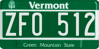 VT license plate ZFO512