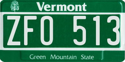 VT license plate ZFO513