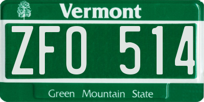 VT license plate ZFO514