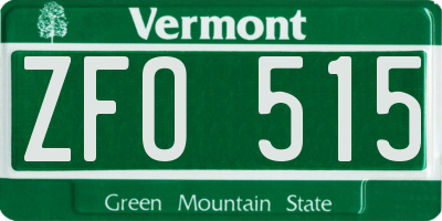 VT license plate ZFO515