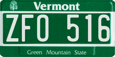 VT license plate ZFO516