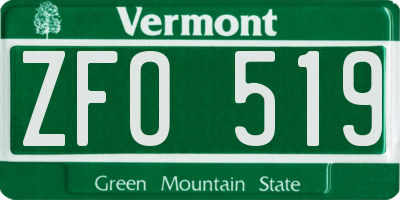 VT license plate ZFO519