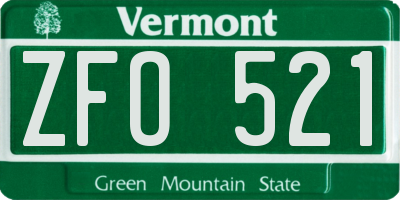 VT license plate ZFO521