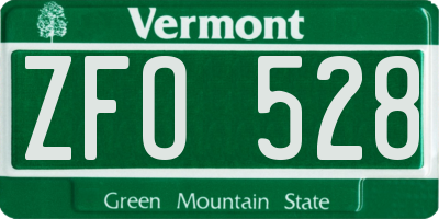 VT license plate ZFO528