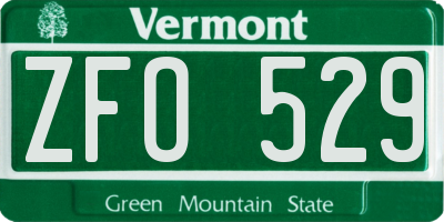 VT license plate ZFO529