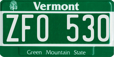 VT license plate ZFO530