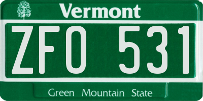 VT license plate ZFO531