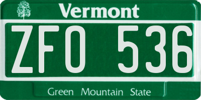 VT license plate ZFO536