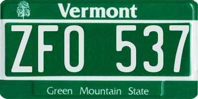 VT license plate ZFO537