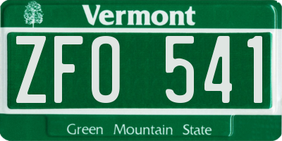VT license plate ZFO541