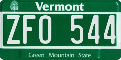 VT license plate ZFO544