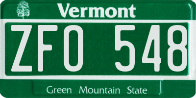 VT license plate ZFO548
