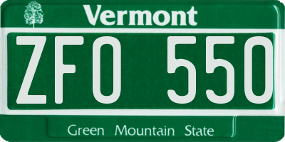 VT license plate ZFO550