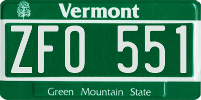 VT license plate ZFO551