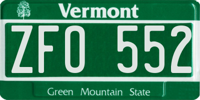VT license plate ZFO552