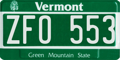 VT license plate ZFO553