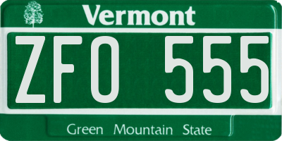 VT license plate ZFO555