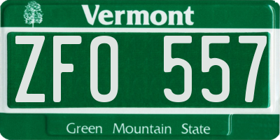VT license plate ZFO557