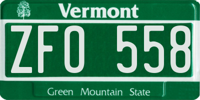 VT license plate ZFO558