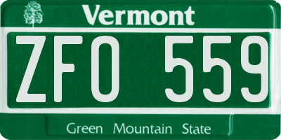 VT license plate ZFO559