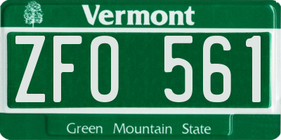 VT license plate ZFO561