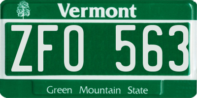 VT license plate ZFO563