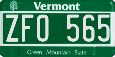 VT license plate ZFO565