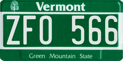 VT license plate ZFO566