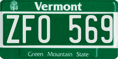 VT license plate ZFO569