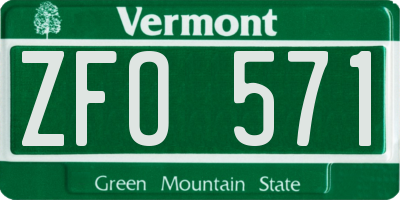 VT license plate ZFO571