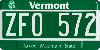VT license plate ZFO572