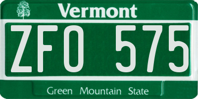 VT license plate ZFO575