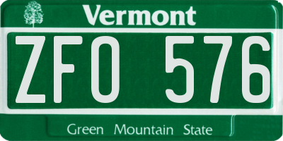 VT license plate ZFO576
