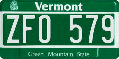 VT license plate ZFO579