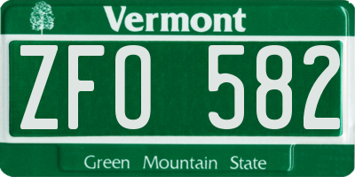 VT license plate ZFO582