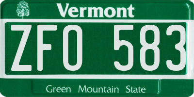 VT license plate ZFO583