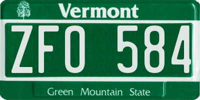 VT license plate ZFO584