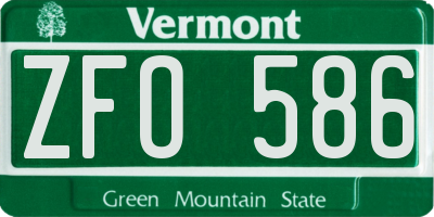 VT license plate ZFO586