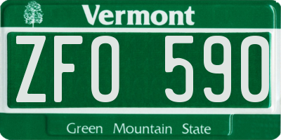 VT license plate ZFO590