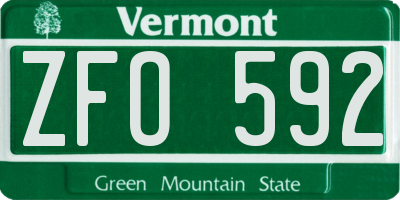 VT license plate ZFO592