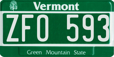 VT license plate ZFO593