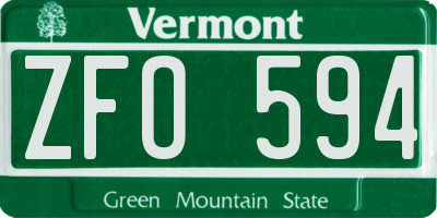 VT license plate ZFO594