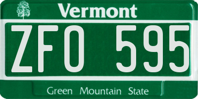 VT license plate ZFO595