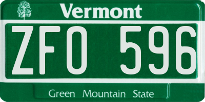 VT license plate ZFO596