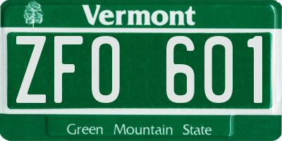 VT license plate ZFO601